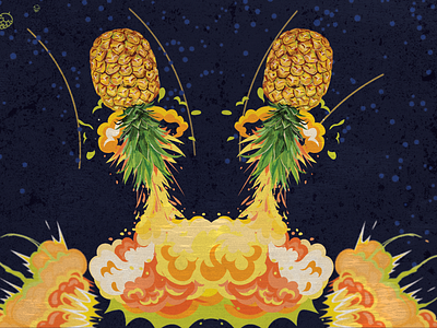 Pineapple Strata Launch - Label Design beer art branding craft beer design graphic design illustration label logo package package design photoshop pineapple retro rocket space strata texture vector vintage