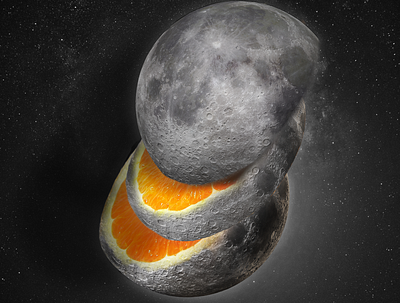 The Moon landing was faked and it is secretly a juicy orange beer art branding craft beer design package design photo photography photoshop