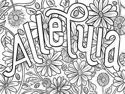 Alleluia alleluia bloom coloring book easter egg hunt flowers illustration line drawing procreate spring