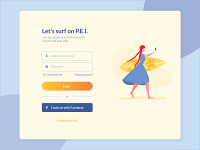 Surf girl canada illustration pei site design user interface