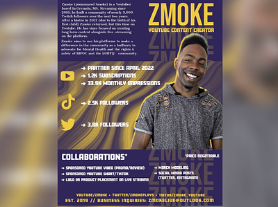 ZMOKE Media Kit advertising branding content creator graphic design marketing social media youtube