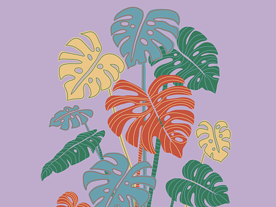 monstera design illustration minimal pattern pattern design plants procreate vector