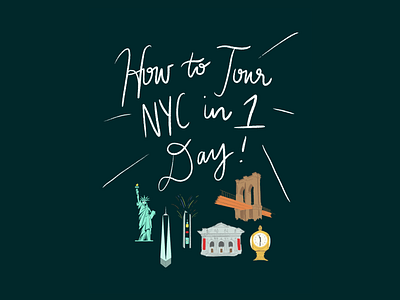 Illustration for Booklet: How to Tour NYC in 1 Day book cover book design booklet branding calligraphy graphic design how to booklet illustration letttering new york city nyc procreate the big apple typography