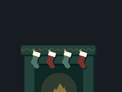 Fireplace with Hung Stockings Illustration