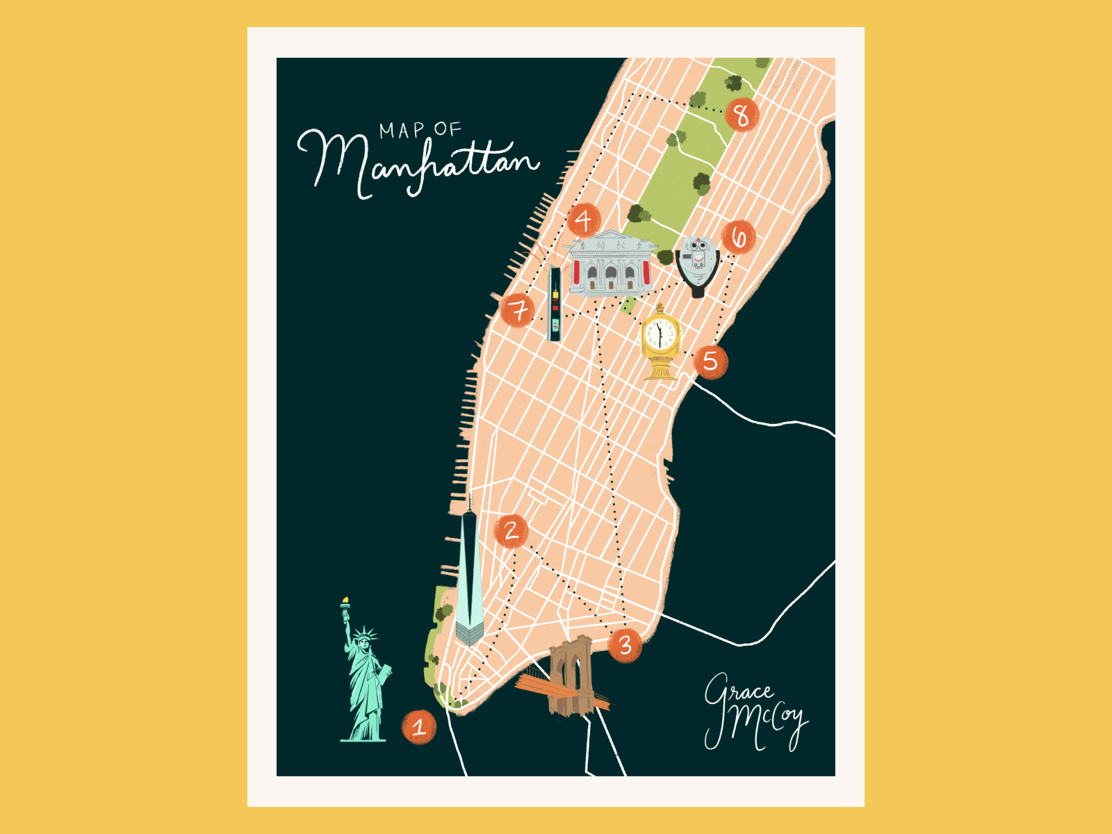 Illustrated Map of Manhattan adobe illustrator apple pencil booklet booklet design central florida design designer florida graphic design graphic designer how to illustration illustrator manhattan map new york city nyc procreate typography vector