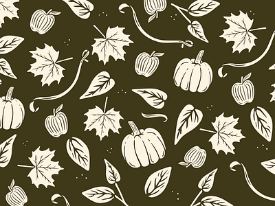 Fall/Autumn Illustrated Pattern - Leaves, Pumpkins, Apples