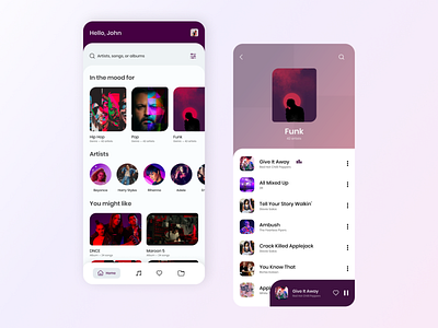 Music Player App app app interface debut shot design figma flat minimal minimalism mobile app mobile ui music music app music app design music app ui music application music player purple ui uidesign