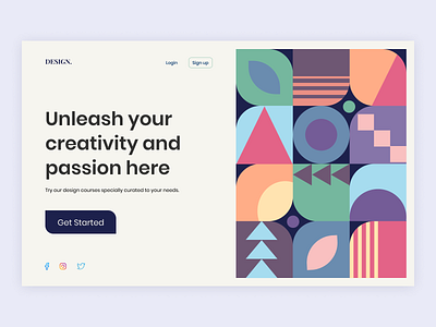 Geometric Pattern Landing Page flat geometric design geometric patterns geometric shapes landing design landing page landing page concept landing page design landing page ui minimal patterns website website design website ui