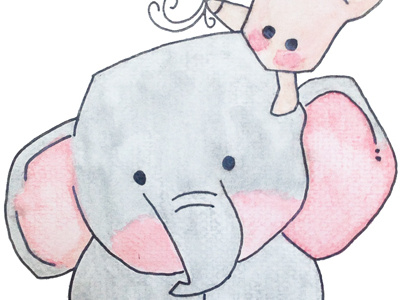 Elephant birthday card drawing elephant illustration sketch watercolor