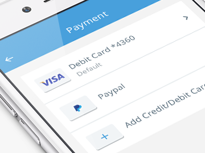 Payment methods screen app cards ios mobile payments
