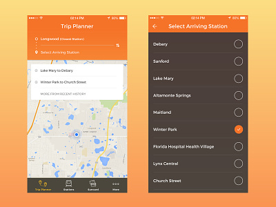 SunRail redesign concept - Trip Planner app ios map mobile redesign sunrail train ui