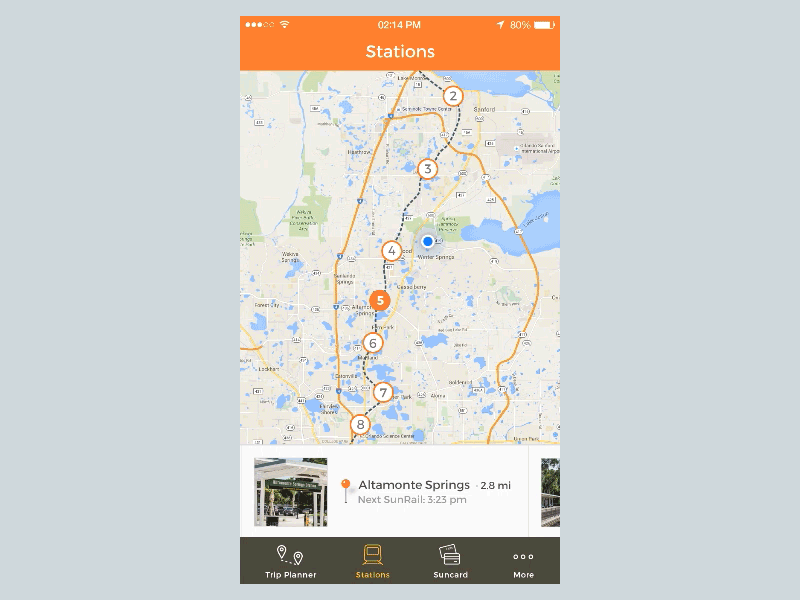 SunRail redesign concept - Principle Prototype animation app gif ios mobile principle prototype redesign ui