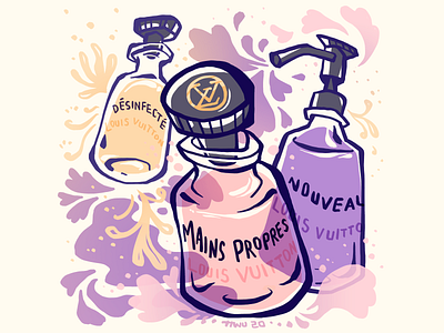 LV Sanitizers coronavirus covid19 editorial illustration perfume product