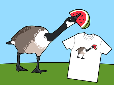 Summertime Goose animal flat goose illustration summer tshirt design vector watermelon