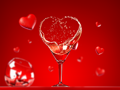 Love in glass cocktail glass heart hearts love photo photomanipulation red