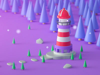 The lighthouse 3d design illustration