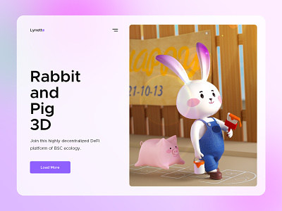 rabbit and pig 3D 3d design illustration