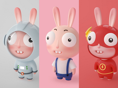 Buck teeth rabbit-3D 3d branding design illustration