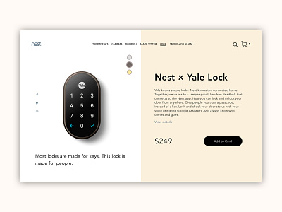 Nest-Yale Lock design ecommerce lock minimalism nest product page shop soft colors ui ux web
