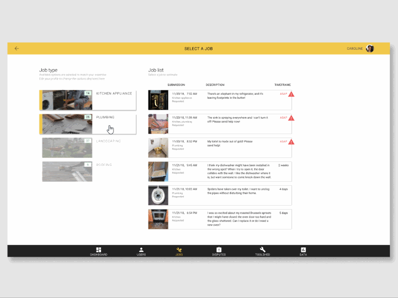 Jobs to be Done - Job List (high fidelity) animation figma prototype ui ui design ux ux design