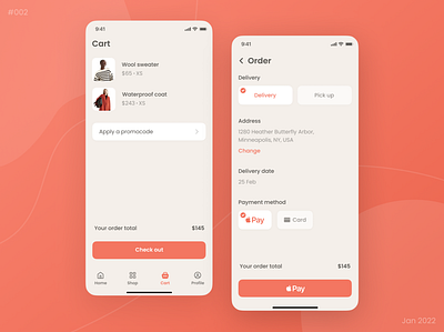 Daily UI 002: Checkout app cart clothes dailyui interface mobile shop ui