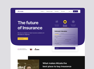 Mizala - The future of insurance dashboard insurance landing page mobile app ui uiux ux visual design website