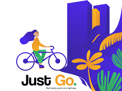 Custom Illustration - Just Go bike city custom customillustration desain designgraphic graphic human humans illustration illustration art illustrations illustrator nature vector vectorart vectorindonesia