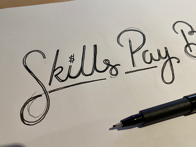 Skills pay bills neon lettering WIP typography