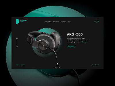 Daily UI - 003 Landing Page Headphone a2t dailiui003 daily ui 003 dailyui dark design figma headphone ui