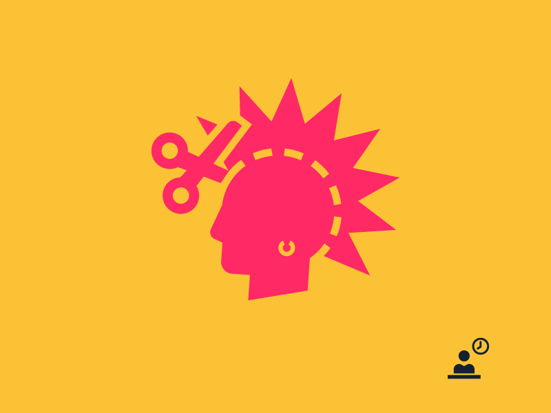 Goodbye Youth Icons time scissors punk profile office mohawk man logo job icon head hairstyle haircut hair freedom cut clock clerk barbershop barber