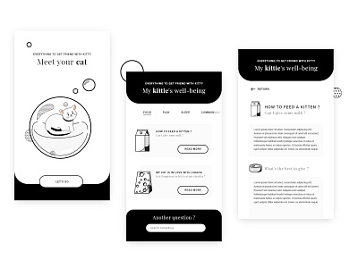 Meet your cat - Ux ui Concept app app black and white cat design flat graphic icon mobile ui uidesign ux ux design ux ui uxdesign vector