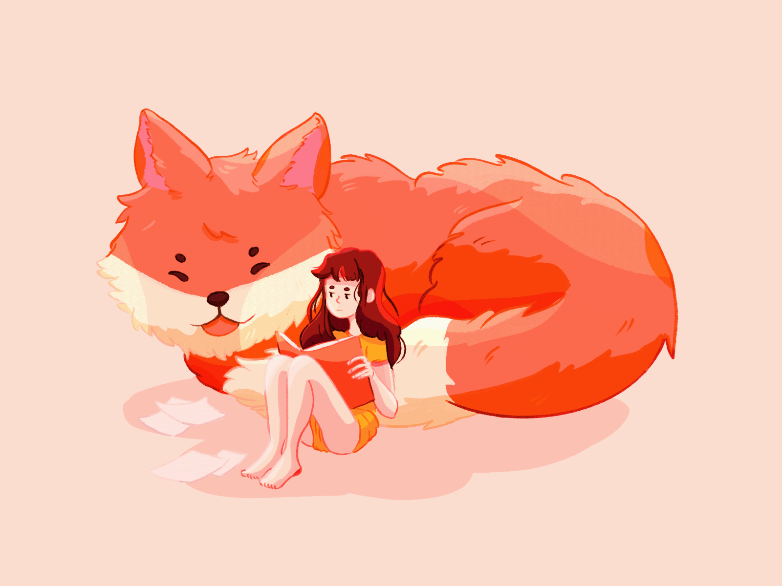 Big fox with working girl