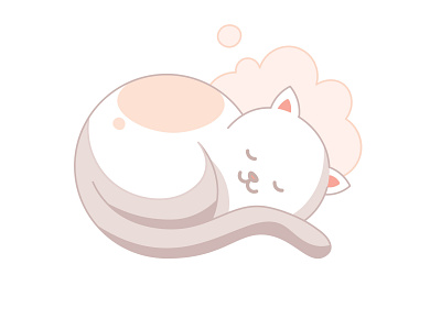 Cat sleeping cat chat cloud color cute design draw flat illustration kawaii kitty minimalist pink sleep vector vectors