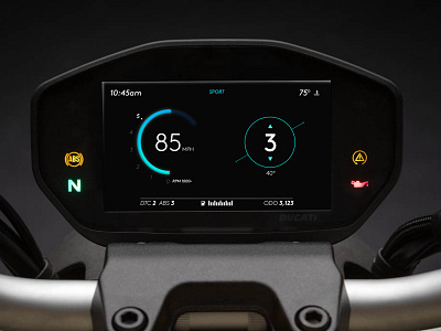 Ducati TFT Display UI automotive bikes dailyui design heads up display hud minimal motorcycle ui ui ux uidesign uiux vehicle