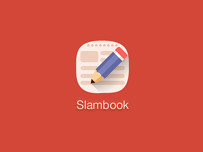 Slambook Logo book clean color flat font icon ios minimalist pencil retina shadow typography