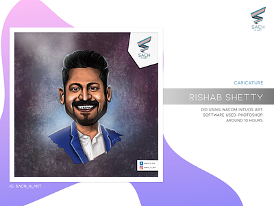 Rishab Shetty actor adobe art artist caricature details fineart illustration portrait realism sachnart