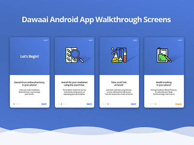 Dawaai Walkthrough Design - Android android app design ecommerce flat healthcare healthcare app illustration pharmacy ui ux ux ui walkthrough