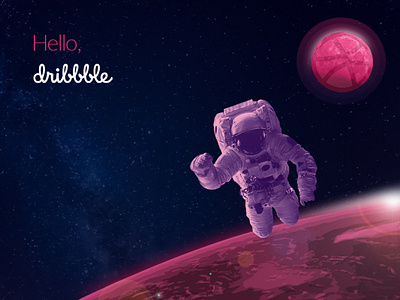 Hello Dribbblers! astronaut debut hello dribbble planet
