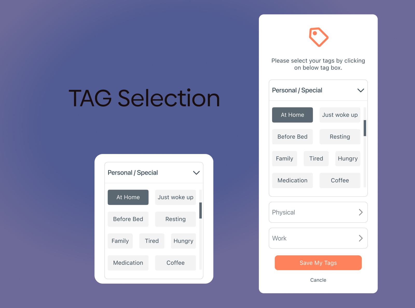 TAG Selection UI by Bhavesh Vithani on Dribbble