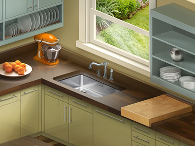 Kitchen illustration kitchen magazine teaser window