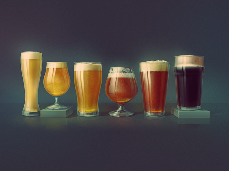 Beer Glasses digital painting craft brewery craft brew craft beer ipa ale stout photoshop kadasarva icon illustration glass beer