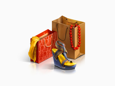 Shopping bags beads icon shoes teaser trand travel