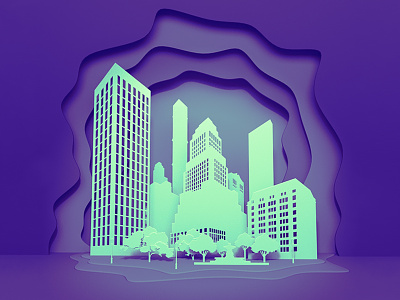City blender3d city design flat 3d illustration kadasarva layer layer art layer style paper trend ultraviolet vector