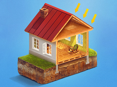 Thermo Insulation blue drawing house icon illustration infograhic insulation isometric kadasarva photoshop teaser trend