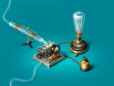 Hydroelectric generator hydroelectric icon illustration lamp teal teaser