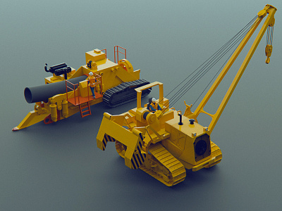 Pipe laying machines 1 3d 3d model blender design icon icons illustration isometric kadasarva low poly low poly lowpoly modeling teaser trand yellow