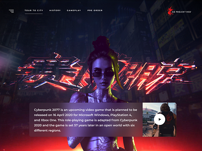 Cyberpunk 2077 Fan concept blur effect cyberpunk cyberpunk 2077 landing page landing page concept landingpage neon