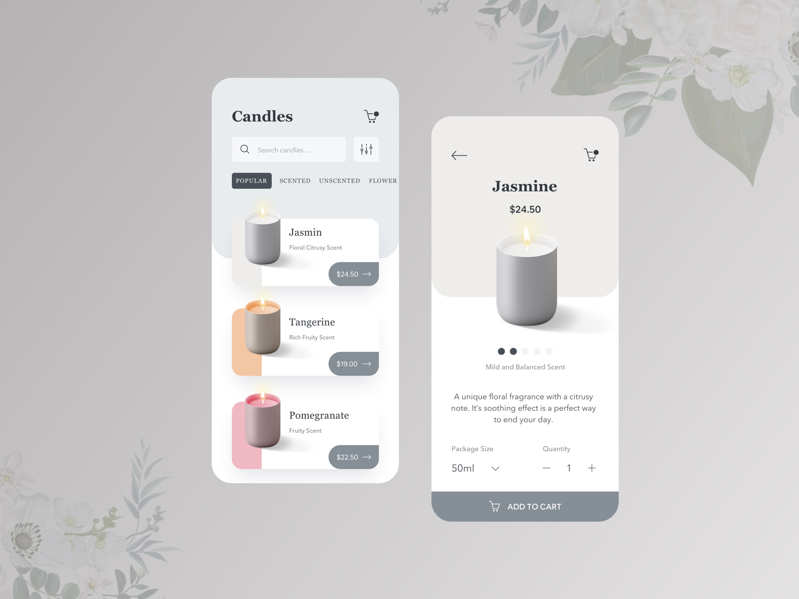 App Concept Candle Shop by Elena Petkovska on Dribbble