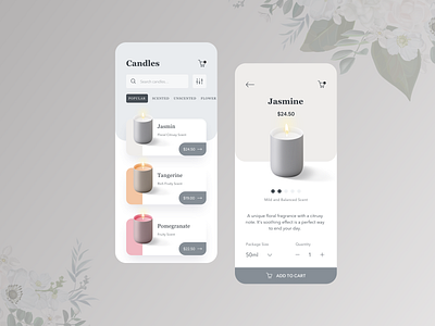 App Concept: Candle Shop candle candles clean design clean ui ios minimalist mobile app shop simplicity ui ux