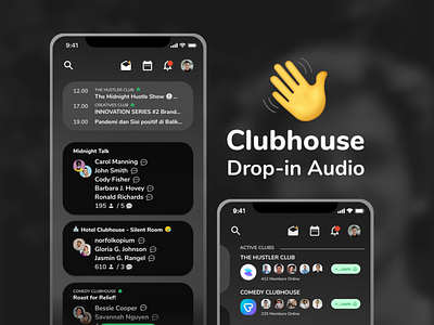 Clubhouse - Dark Mode (Exploration) branding clean clubhouse design graphic design illustration minimal ui uidesign uiux ux uxdesign